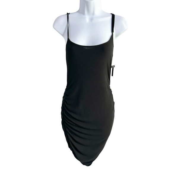 BP. Black Ruched Sleeveless Bodycon Cami Mini Dress Size Medium NWT - Picture 1 of 8